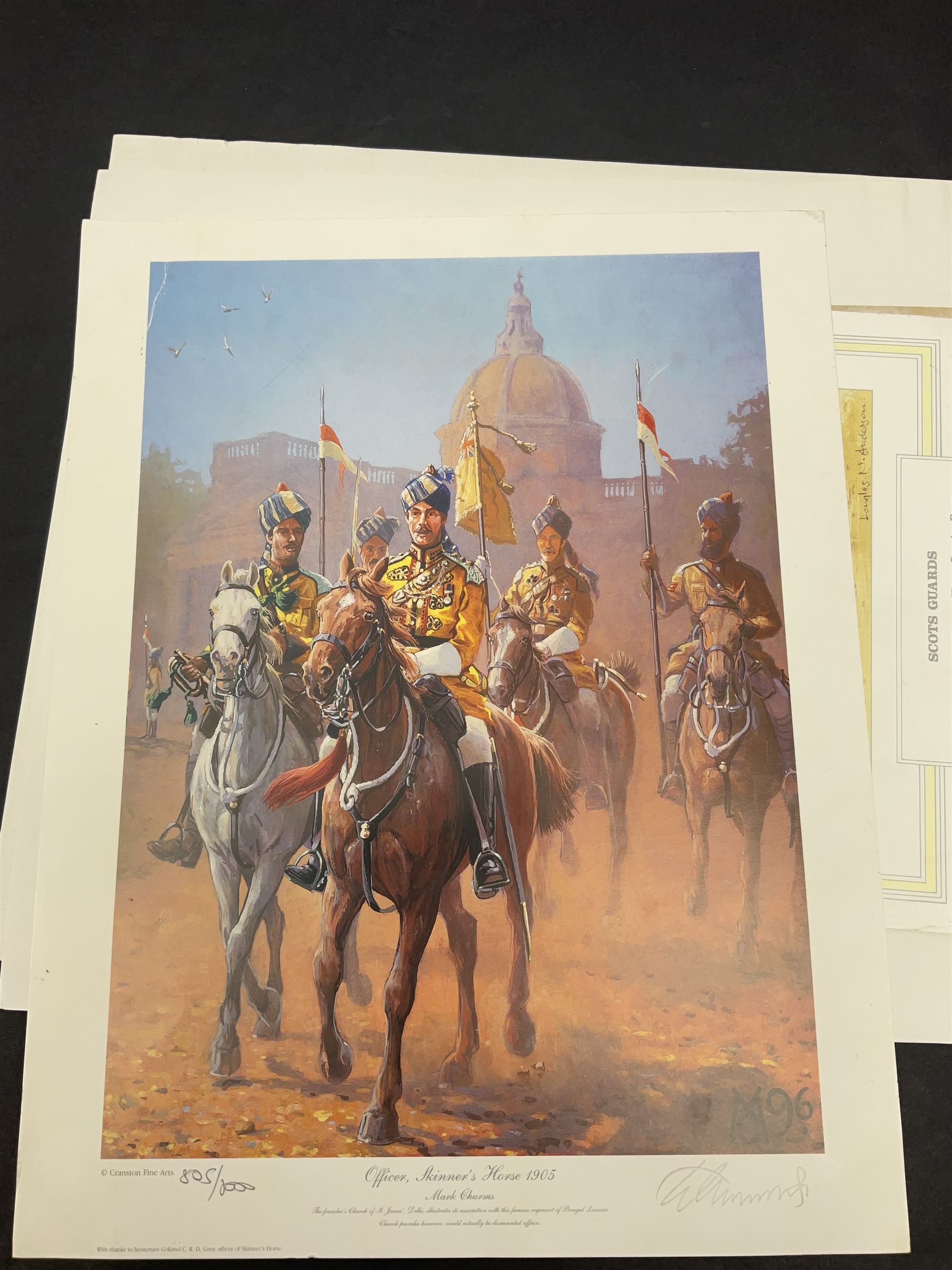 Large poster entitled 'Crests and Badges of the British Army in Daily Use 56 x 86cm; together with twenty-five colour prints of military interest including Crimean War, Boer War, WW2 etc; various sizes; all unframed