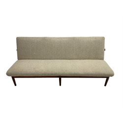 Finn Juhl for France & Son - 'Japan' mid-20th century teak three seat sofa upholstered in beige fabric 