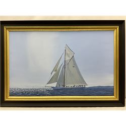 James Miller (British 1962-): Racing Yacht 'Tuiga' on the Med, oil on canvas signed, titled verso 49cm x 79cm