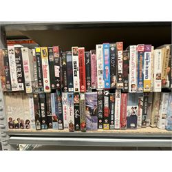 Two bays of vintage VHS videos, approx. 300 - viewing and collection at Duggleby Storage, YO11 3TX