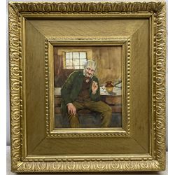 John Rennie McKenzie Houston RSW (Scottish 1856-1932): Old Scotsman Smoking a Pipe, watercolour signed 29cm x 24cm