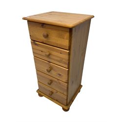 Modern pine chest, fitted with five drawers