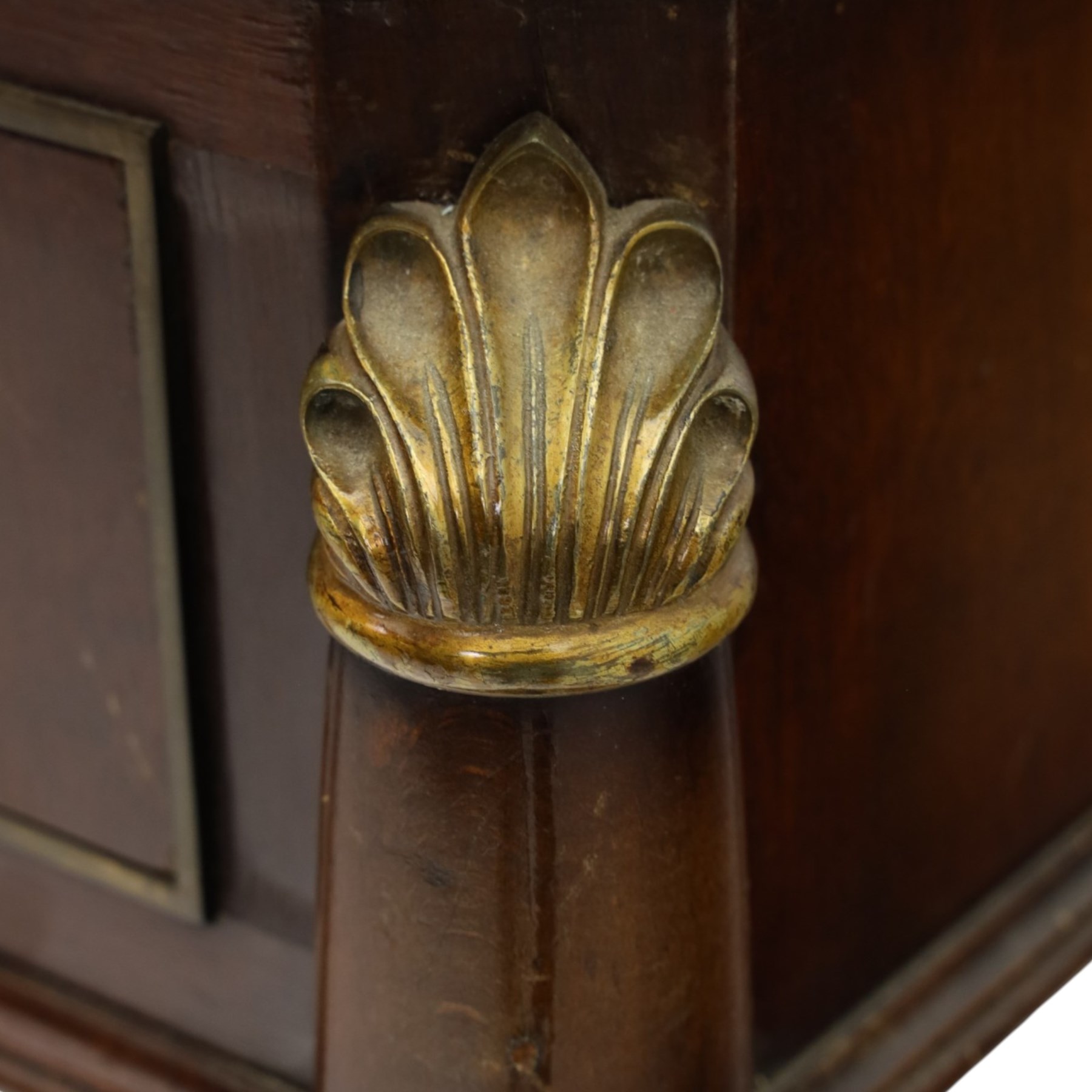 Mahogany cased canteen of Solingen cutlery, raised upon turned legs