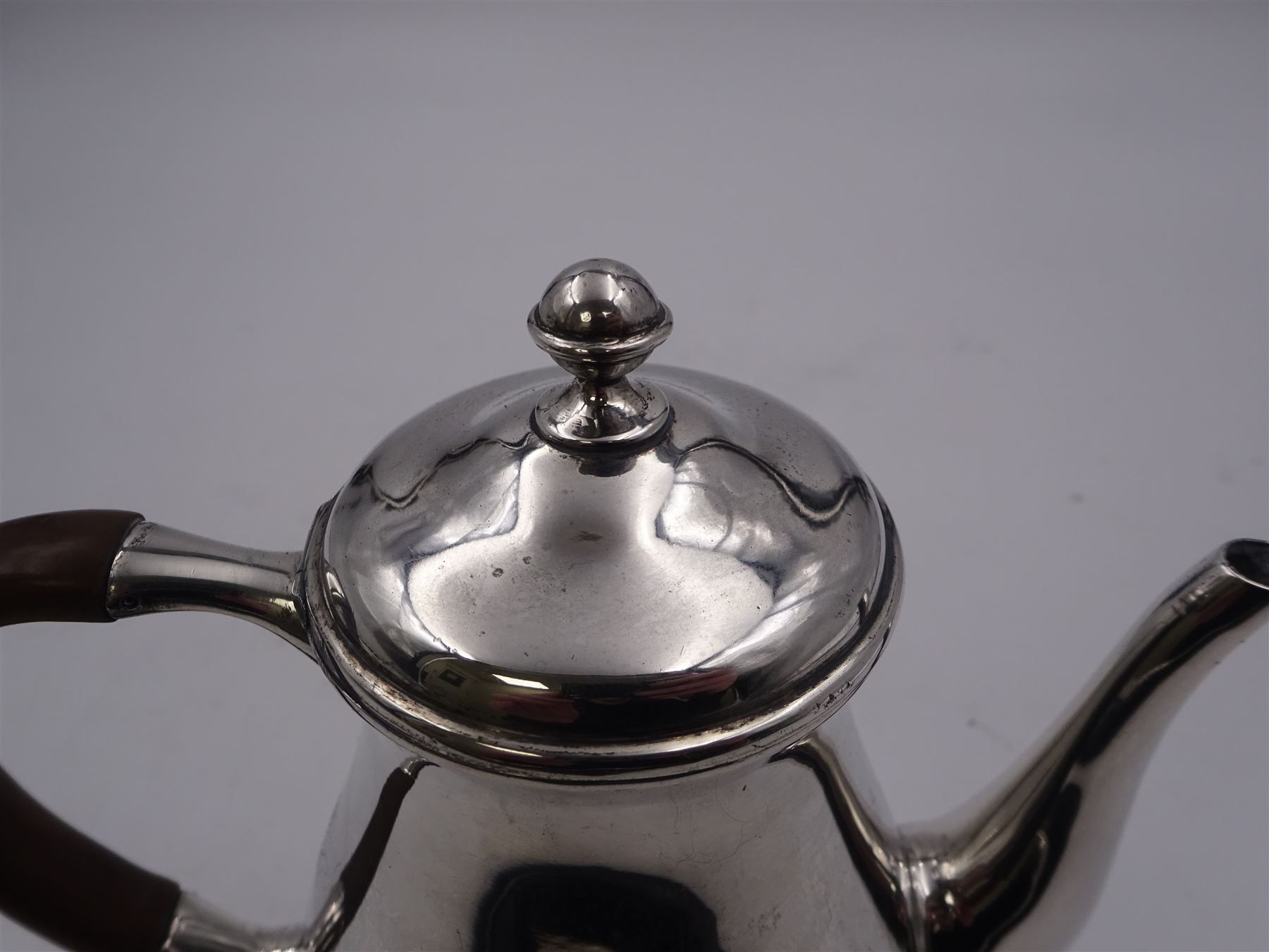 Liberty & Co 1930s small silver coffee pot, of plain baluster form