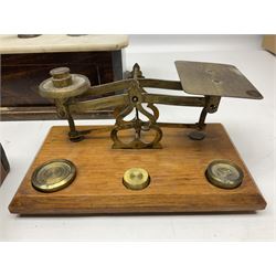 Set of Pharmaceutical scales, marked 'The Holborn Surgical Inst. co. Ltd London' together with two postal scales and to cased sets of dentist burs 