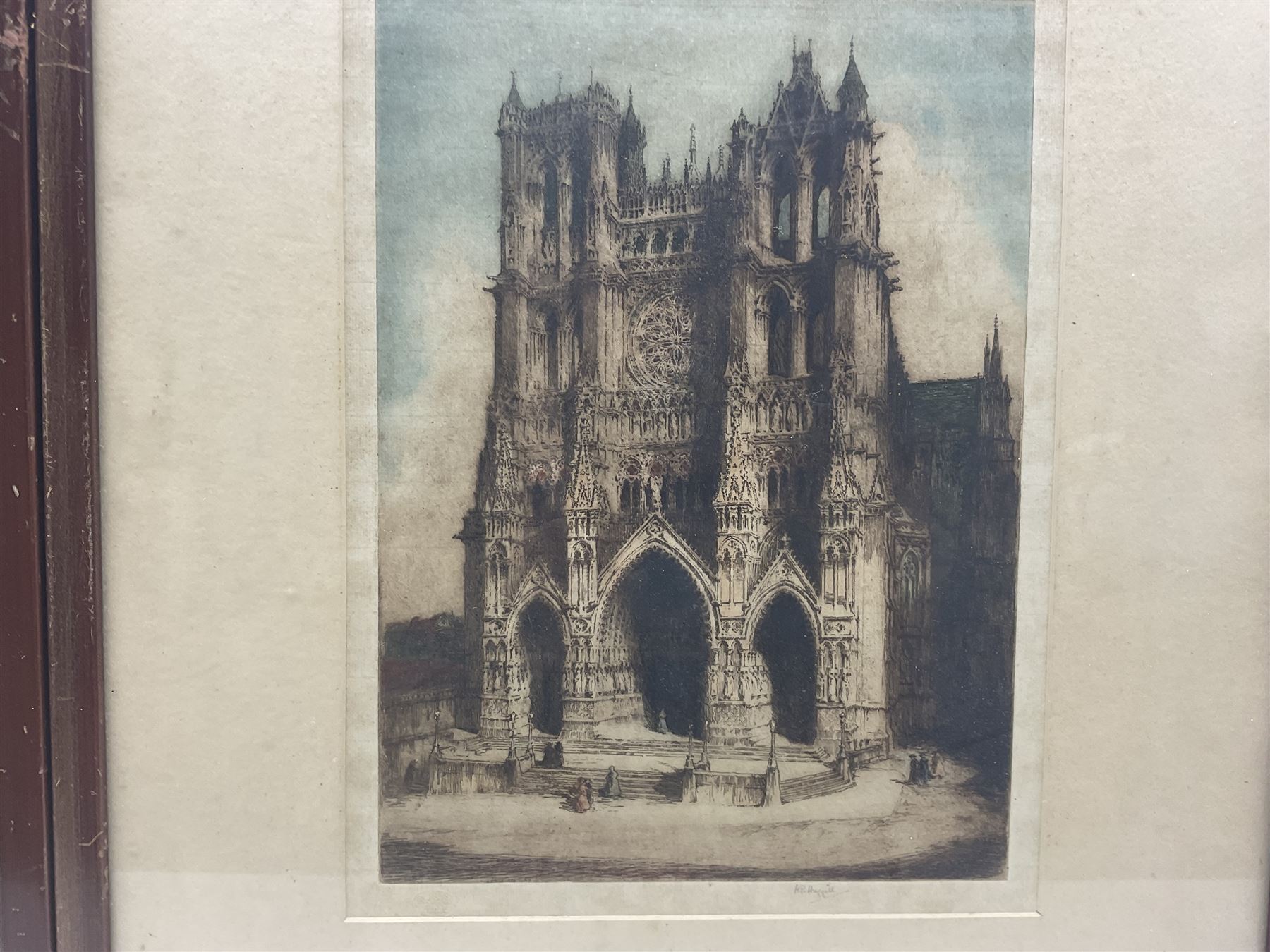 Edward Sharland (British 1884-1967): 'Bridge of Sighs - Venice', coloured etching signed and titled in pencil, together with a similar etching by HP Huggill (2)