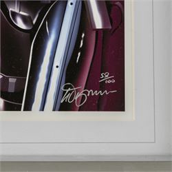 Five framed Cards Inc Star Wars Revenge of the Sith prints, comprising Mace Windu, Yoda, C-3PO, Darth Vader and R2-D2, the R2-D2 example signed by actor Kenny Baker, together with a collection of six smaller limited edition Star Wars art prints, largest H39cm (11)