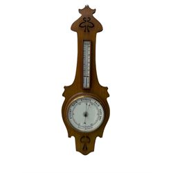 20th century oak cased aneroid barometer 