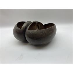 Coco-de-mer seed (Lodoicea maldivica), carved as a basket, H17cm, L32cm, 