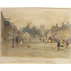  'The Waggon and Horses Inn Bedale Yorkshire, hand coloured lithograph c1850, 40cm x 52cm and 'A Perspective View of Scarborough, 19th cent. engraving 15cm x 30cm (2)  