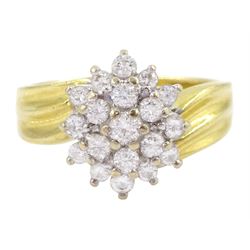 18ct gold round brilliant cut diamond cluster ring, Birmingham import mark 1996, total diamond weight approx 1.00 carat