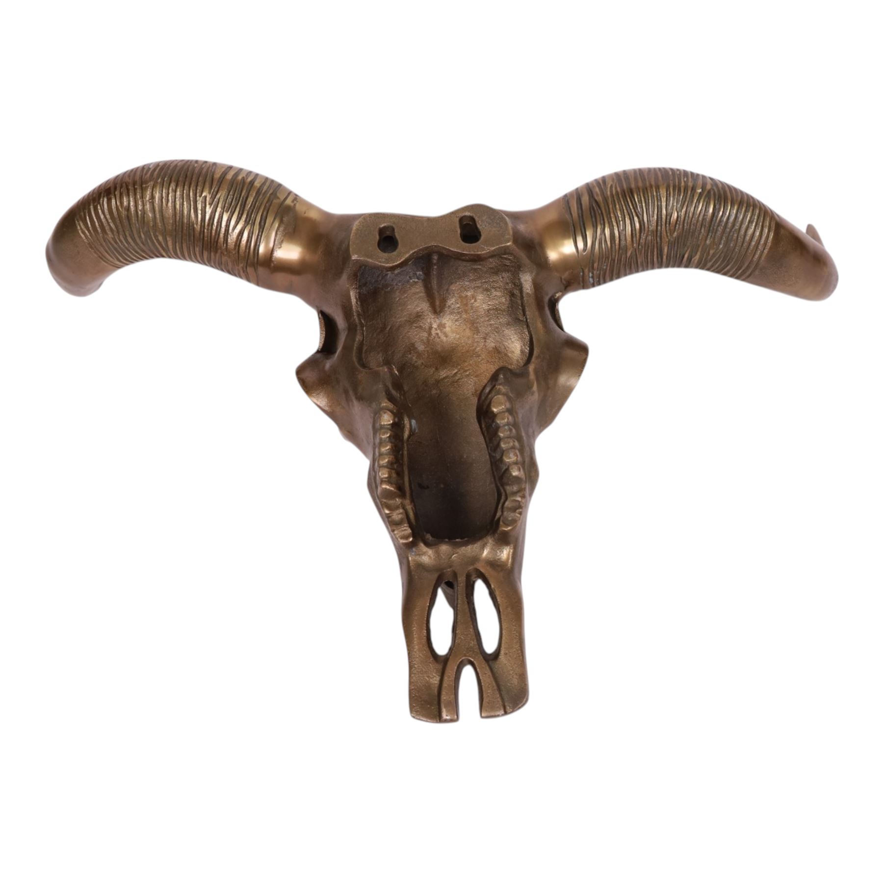 cast metal buffalo skull and horns, H54cm