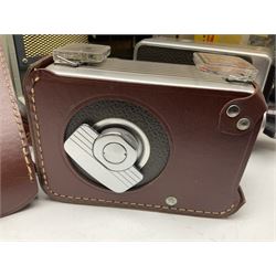 Bolex Paillard P3 Zoom Reflex camera body, serial no 38090, with 'B te S.G.D.G Som Berthiot Pan-Cinor 1:1.9 f=8a 40' lens, serial no. 40251438 in case, Kodak Brownie movie camera, Kodak model 2 Brownie movie camera and a Kodak 8 Movie Projector A-15G and other camera equipment 