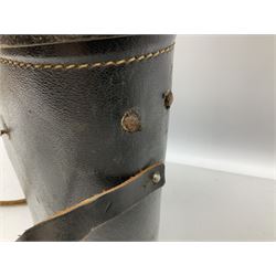 Pair of WWII German U-boat binoculars probably 7 x 50 by Leitz, with rubber eye piece protector covers and leather case stamped with Kriegsmarine mark to the lid and dated 1944, with leather strap.