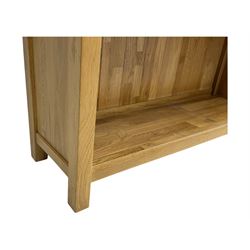 Light oak open bookcase, five adjustable shelves  