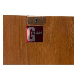 G-Plan teak two sectional modular wall display cabinet, fitted with sliding glass doors, double cupboard and three drawers