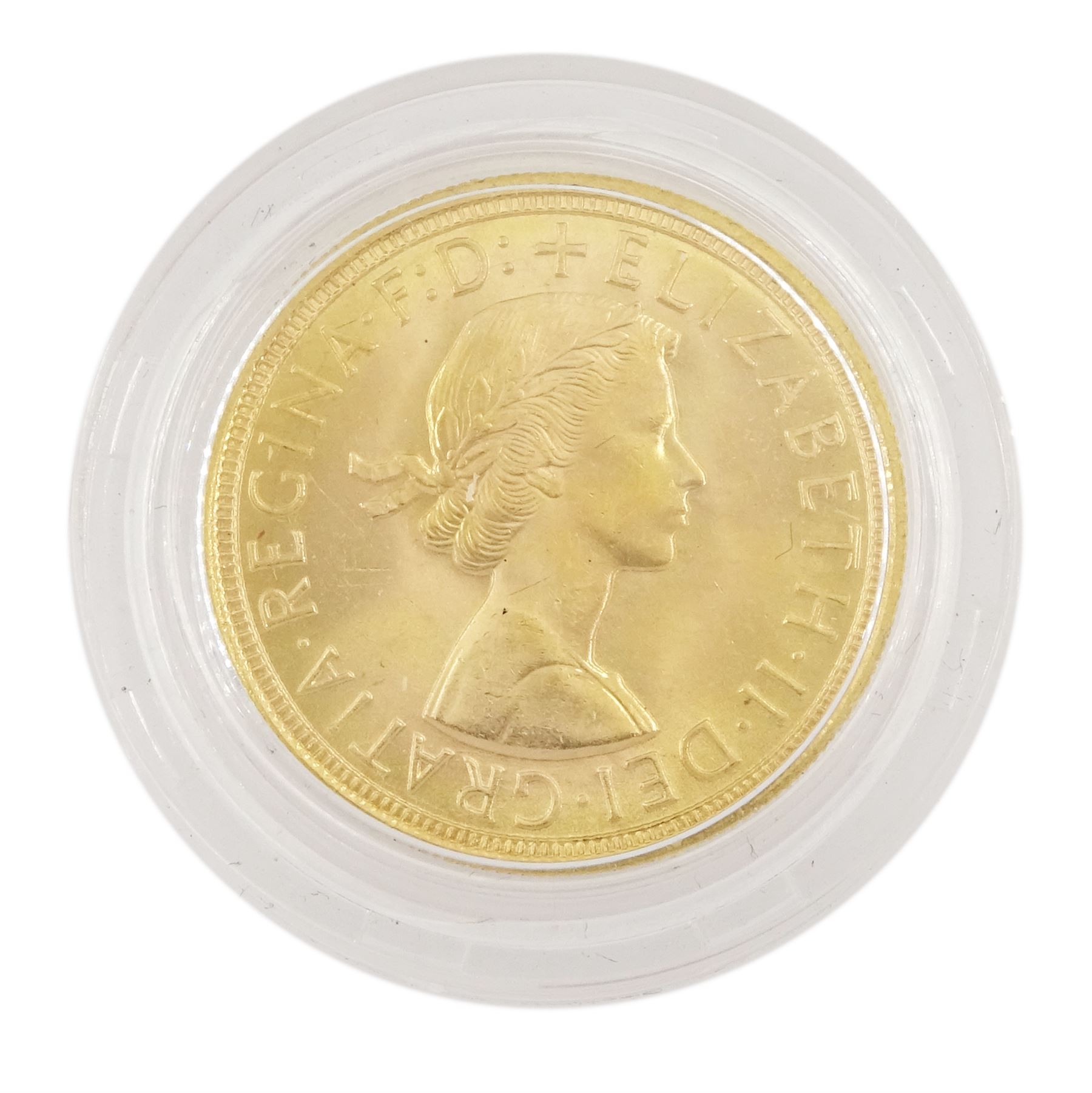 Two gold coin set comprising Queen Elizabeth II 1957 gold full sovereign coin and United States of America 2007 quarter ounce fine gold ten dollar coin, housed in a display case
