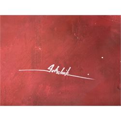 Roland-Henrich Gotschik (German/Romanian 1960-): 'Ceaușescu - Contre Jour' (Shadows of the Past), acrylic on canvas signed, inscribed and dated 2021 verso 173cm x 156cm (unframed)