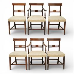 Georgian design mahogany dining chairs, a set of six including two carvers and four side c...