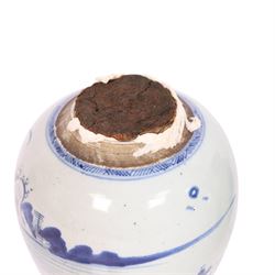 19th-century Chinese Export ginger jar,  decorated with landscape with pagodas, together with Chinese export jug, with similar decoration, jug H22cm 