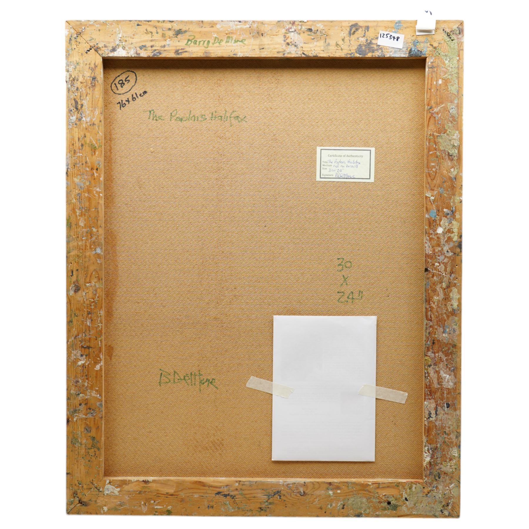 Barry De More (Yorkshire 1948-2023): 'The Poplars Halifax', oil and impasto on board signed and titled verso 76cm x 61cm
Notes: Acclaimed as one of the North's greatest expressionist artists, Barry De More (1948-2023) used a heavy impasto style to transfer his love of Yorkshire landscapes, townscapes and people to canvas. His work sits comfortably in the company of work by Kossoff and Auerbach, selling to collectors in the UK and overseas. De More's work can be found in the permanent collection of work by Northern Artists at Dean Clough, one of the UK's largest contemporary art galleries.