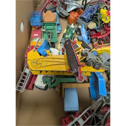 Collection of diecast model vehicles, including Dinky and Corgi examples, mostly loose and playworn