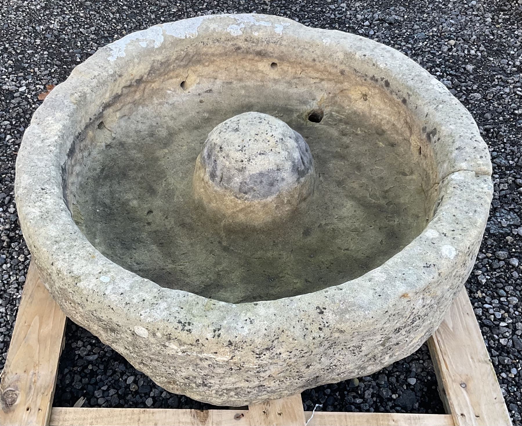 19th century hat top carved stone circular trough - THIS LOT IS TO BE COLLECTED BY APPOINTMENT FROM DUGGLEBY STORAGE, GREAT HILL, EASTFIELD, SCARBOROUGH, YO11 3TX