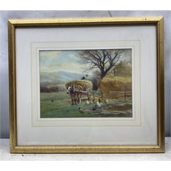 Edwin Bottomley (British 1865-1929): Hay Making, watercolour signed and dated 1912, 25cm x 34cm 