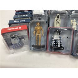 'Dr. Who' - Eaglemoss periodical Figurine Collection comprising seventy-five figures, two still packaged with original magazine; together with Special Issue 21 'Dalek Gunship' in factory sealed bag with magazine; all boxed, most with factory tie-downs (some duplications)