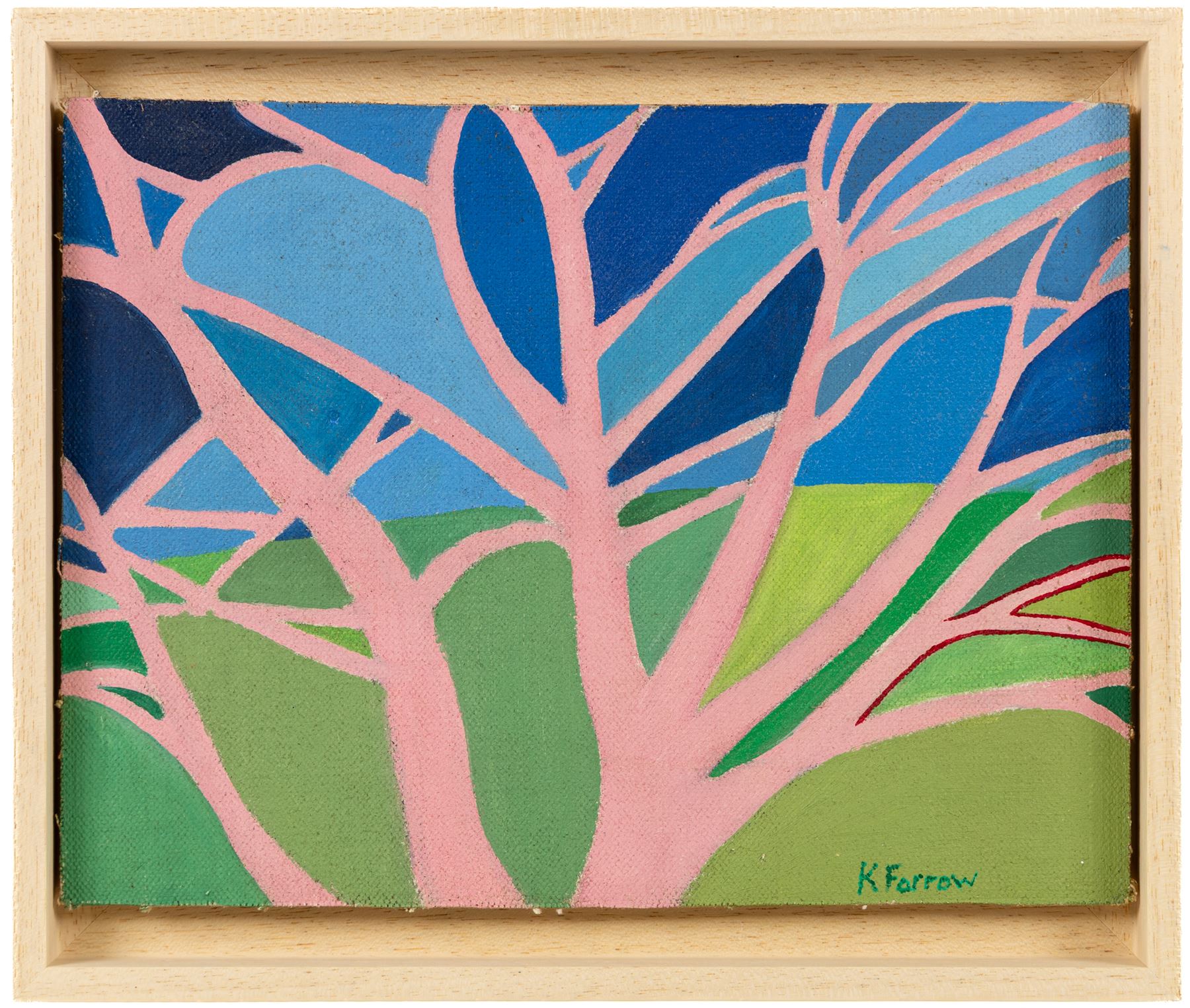 Kieron Farrow (British 1949-): 'Tree at Dusk (Monk Bretton)', oil on board signed, titled verso 23cm x 30cm