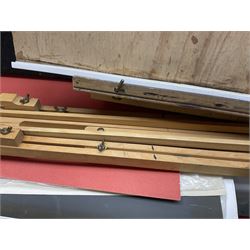 Large quantity of art supplies and equipment to include Crimson & Blake easel, tabletop easel, two large Winsor & Newton canvases and further smaller canvanses, sketchpads, paints etc