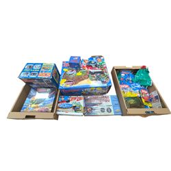 Gerry Anderson interest collectables and toys, including Carlton Thunderbirds Tracy Island, Matchbox Stingray Marineville Headquarters, both boxed, Matchbox carded Thunderbirds and Stingray figures and vehicles, Captain Scarlet and Joe90 collectables, etc