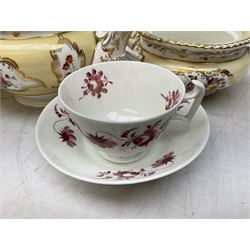 Early 19th century New Hall teacup, saucer and plate painted with shell pattern no. 1045, c1813-17, together with 19th century tea wares, and tea cup and saucer
