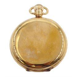Early 20th century 9ct gold half hunter lever pocket watch by American Watch Company, Waltham, No. 22583074, white enamel dial with Roman numerals and subsidiary seconds dial, the inner case engraved 'with love always and forever', case by Aaron Lufkin Dennison, Birmingham 1920