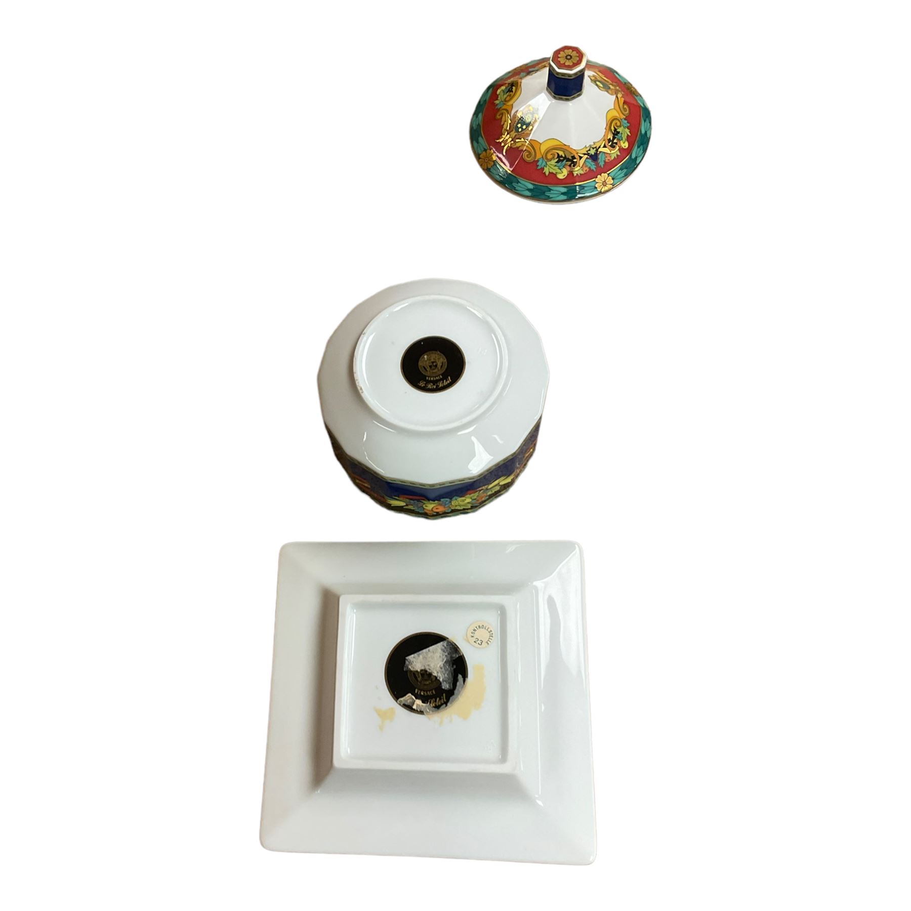 Rosenthal Versace Le Roi Soleil covered dish and trinket dish, largest H10cm