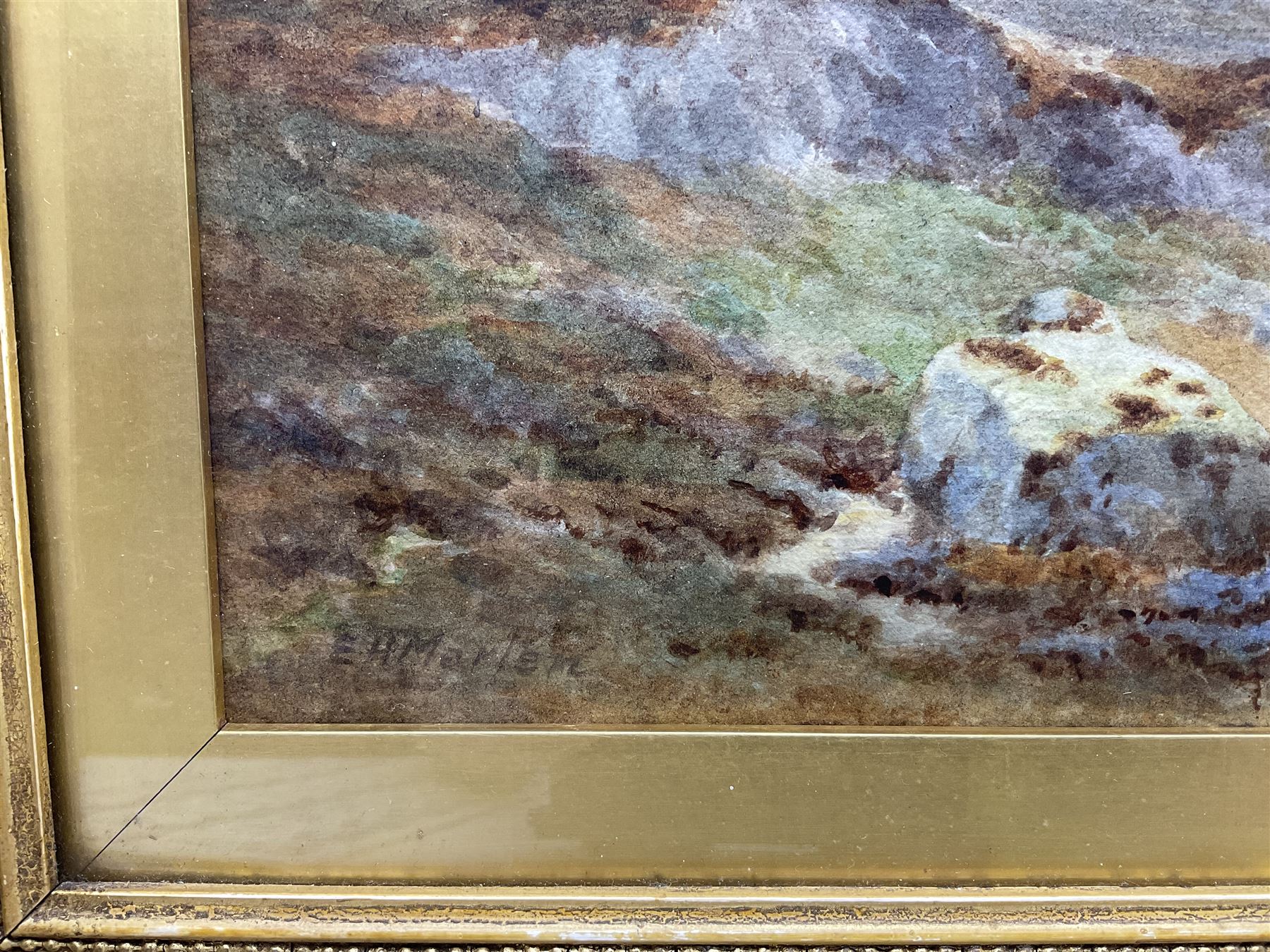 Elliot Haigh Marten (British 1866-1953): Highland Landscape with Sheep, watercolour signed 24cm x 52cm 