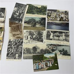 Jamaica postcards and postal history, including topographical, landmarks etc, many being used with stamp and postmark