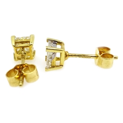  Pair of 18ct gold diamond stud ear-rings, hallmarked, diamonds 0.7 carat  