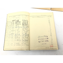  RAF Observer's and Air Gunner's Flying Log Book for W.M.H.Fox, 16.5.41 to 05.11.45, two unused Royal Canadian Air Force W/T Logbooks, another W/T Operator's log for H.M.S. G3UWPand a U.S.Army Signal Corps Message Book M-210-A (5)   