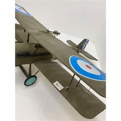 Radio controlled bi-plane, modelled as a British Royal Aircraft Factory S.E.5a fighter aircraft 'F-943', with Saito 45 special engine and Focus 6 controller, untested