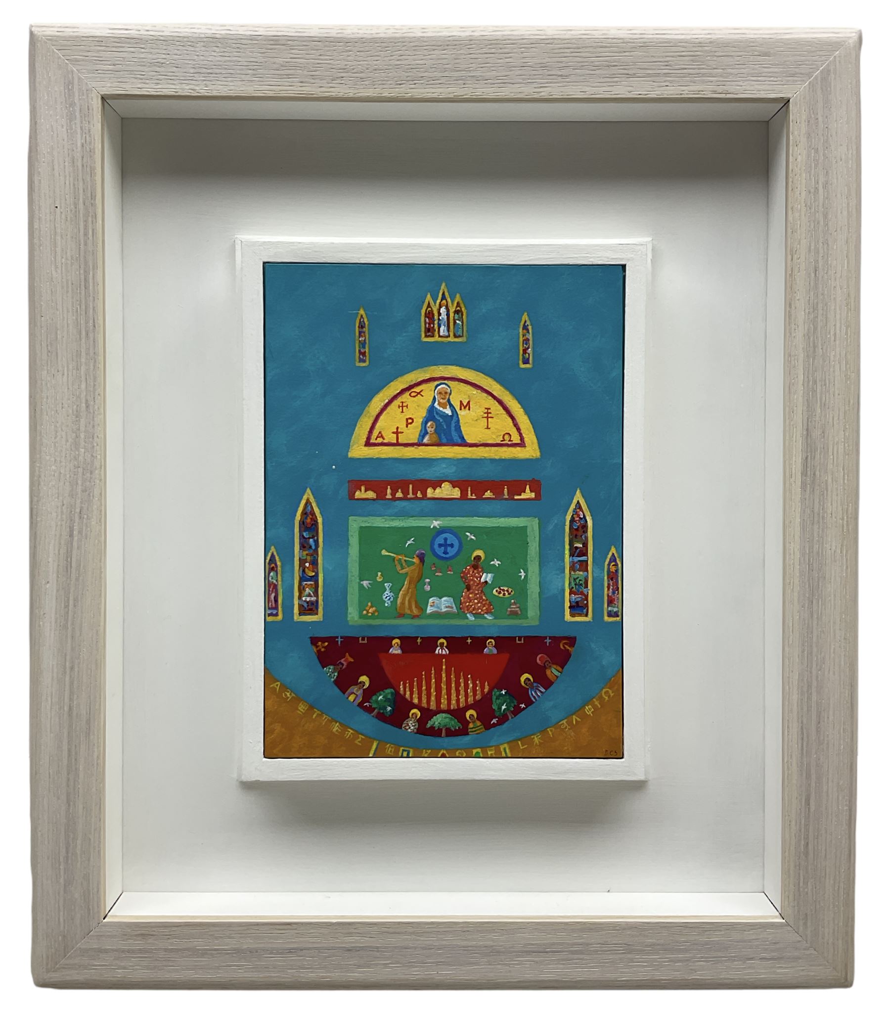 David Carson Shaw (British 1942-): 'Nativita Celeste', acrylic on board, signed, titled verso 16.5cm x 12cm