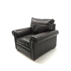Duresta armchair upholstered in chocolate brown leather 