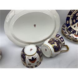Kensington Fine Art 19th century Imari pattern tea wares, to include teapot, jug, teacups, saucers, oval platters, bowl etc