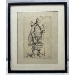Wally Moes (Dutch 1856-1918): 'Voddenraper' (Ragpicker), drypoint etching signed with initials in the plate, inscribed and dated 1886 verso 24cm x 16cm