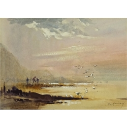  Robert Leslie Howey (British 1900-1981): 'On the Shore Runswick Bay', watercolour heightened in white signed, titled verso 12cm x 16.5cm  DDS - Artist's resale rights may apply to this lot     