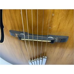 1958 Hofner Senator acoustic guitar with two-tone finish and Hofner label bearing serial no.5315, L104cm overall; in soft carrying case.