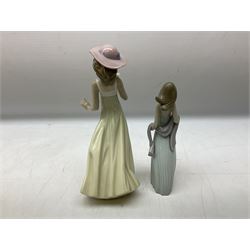 Lladro figure Ingenuine Woman no. 5487 (a/f), Nao figure, Goebel bird figure CV86 1967, Goebel Chaffinch 38023-06, Arden Scultpures robin figure group etc