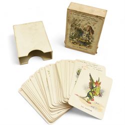 Late 19th century Alice In Wonderland card game, comprising forty eight pictorial cards, various colour illustrations from Sir John Tenniel's original designs by Miss E. Gertrude Thomson, manufactured by Thomas De La Rue & Co. Ltd., slip case with cover