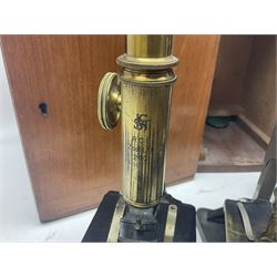 Four microscopes, comprising Nomo Biolam, RCS Zoo Lab 240, R Beck no 13756 and one other