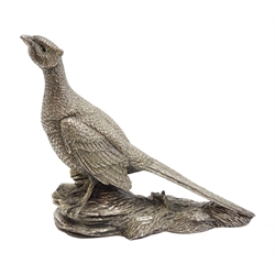  Sterling silver coated model of a Pheasant by County Artists, boxed L17cm   